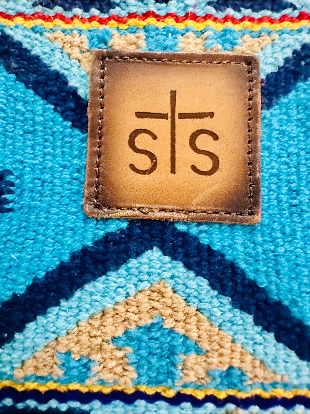 STS Ranchwear Southwestern Tote Bag Turquoise Blue Aztec Pattern - Picture 5 of 7